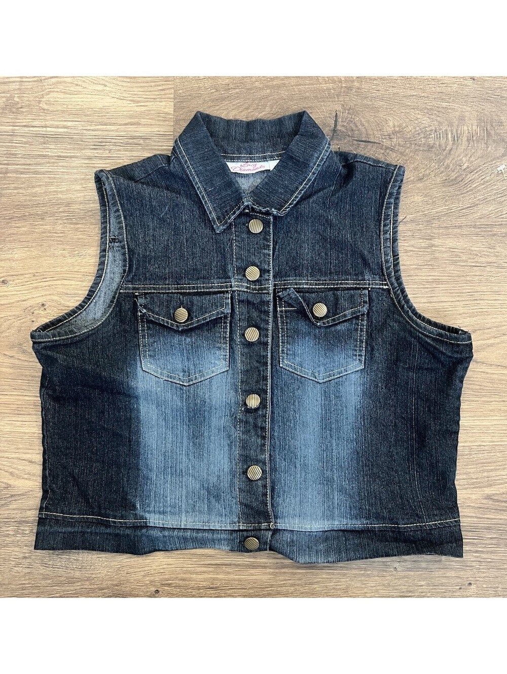 Lucy Diamonds Dark Wash Denim Vest - Women’s Size 16 Plus